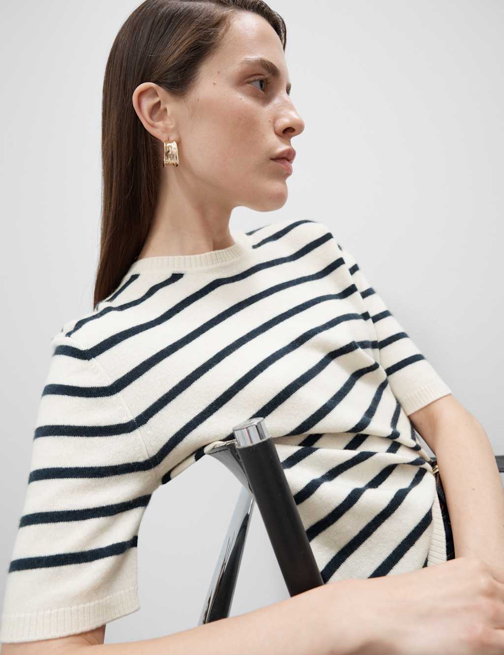 Pure Cashmere Striped Crew Neck Knitted Top 5 of 6