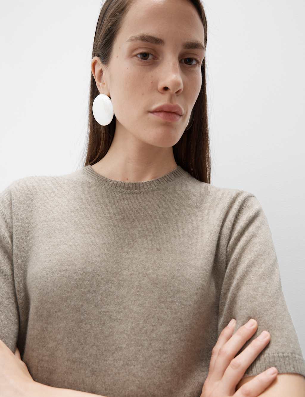 Pure Cashmere Textured Crew Neck Knitted Top 3 of 6