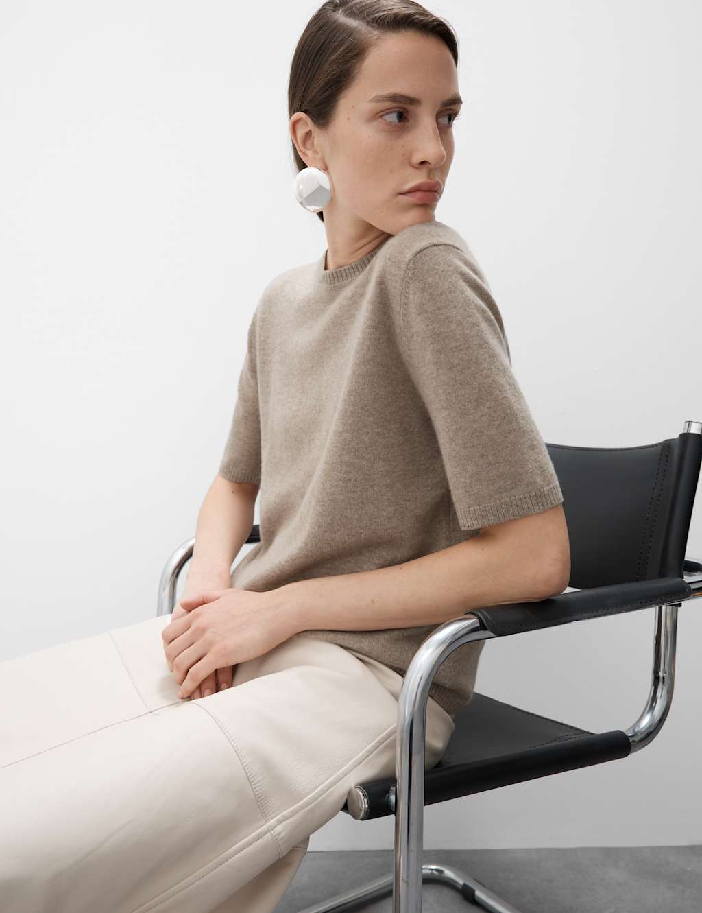Pure Cashmere Textured Crew Neck Knitted Top 4 of 6