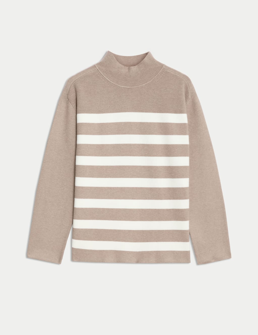 Soft Touch Striped Ribbed Funnel Neck Jumper M S Collection M S