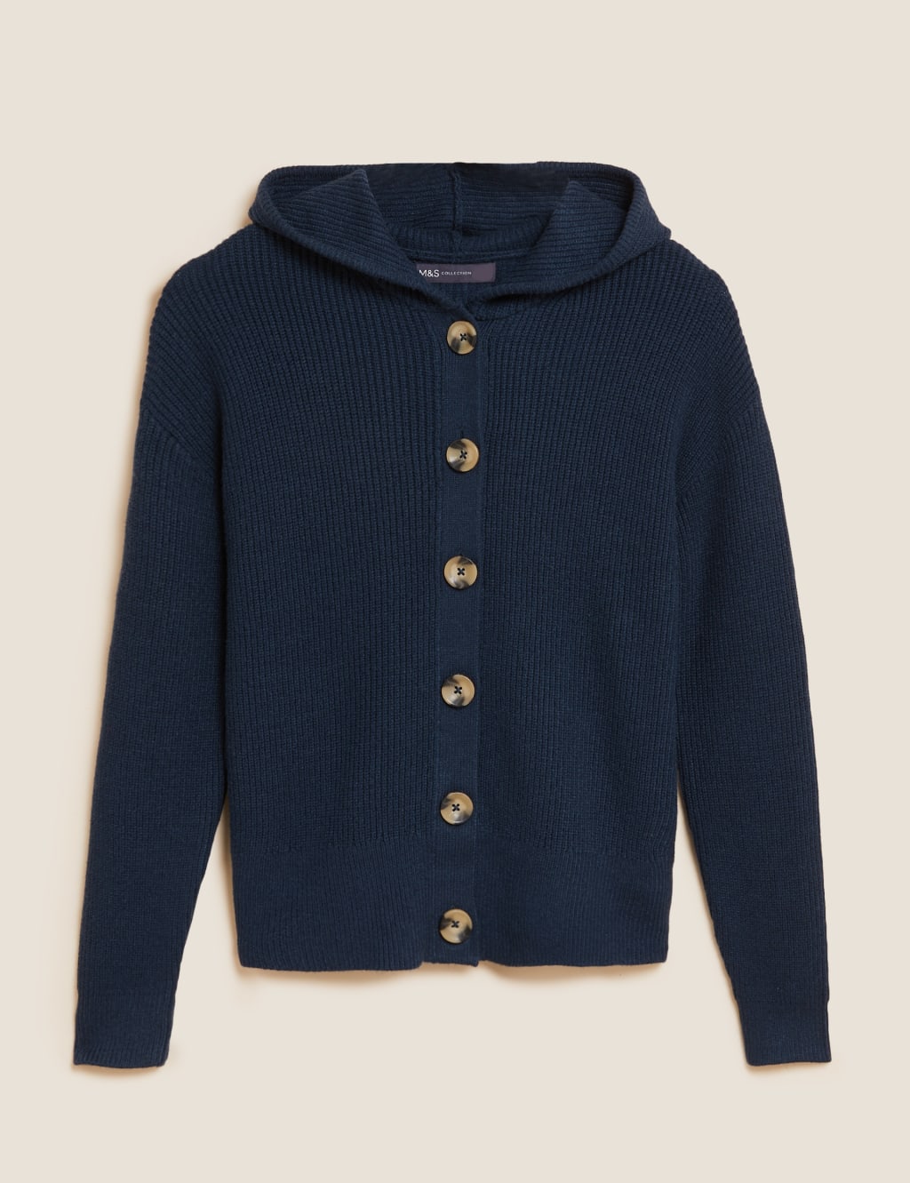 Soft Touch Ribbed Hooded Cardigan