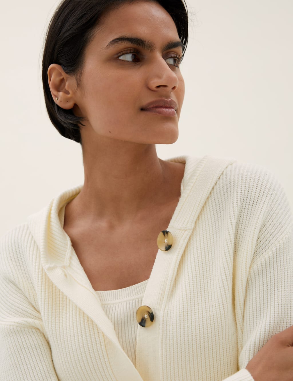 Soft Touch Ribbed Hooded Cardigan M S Collection M S