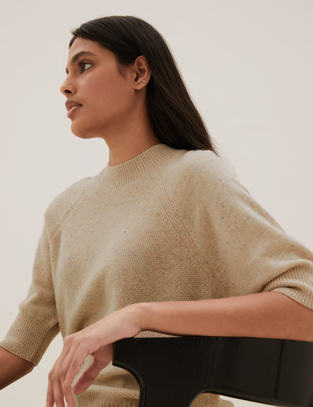 Pure Cashmere Textured Short Sleeve Jumper
