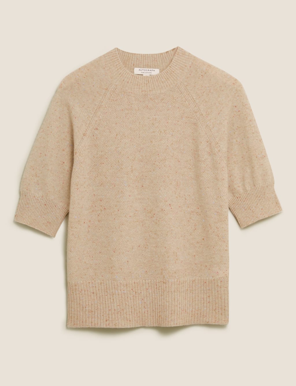 Pure Cashmere Textured Short Sleeve Jumper