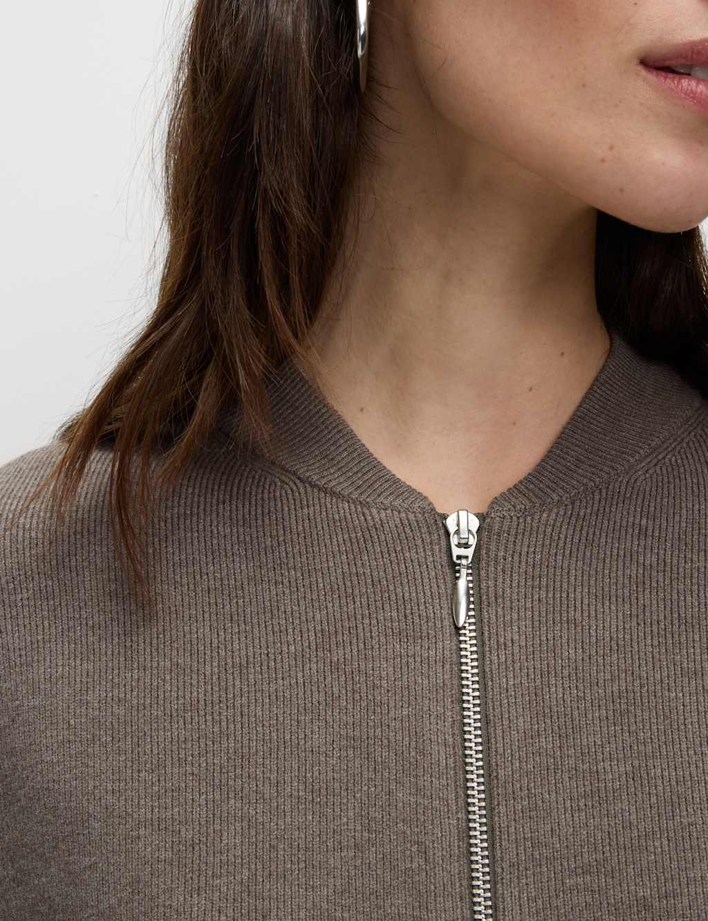 Textured Relaxed Fit Bomber Cardigan 4 of 8