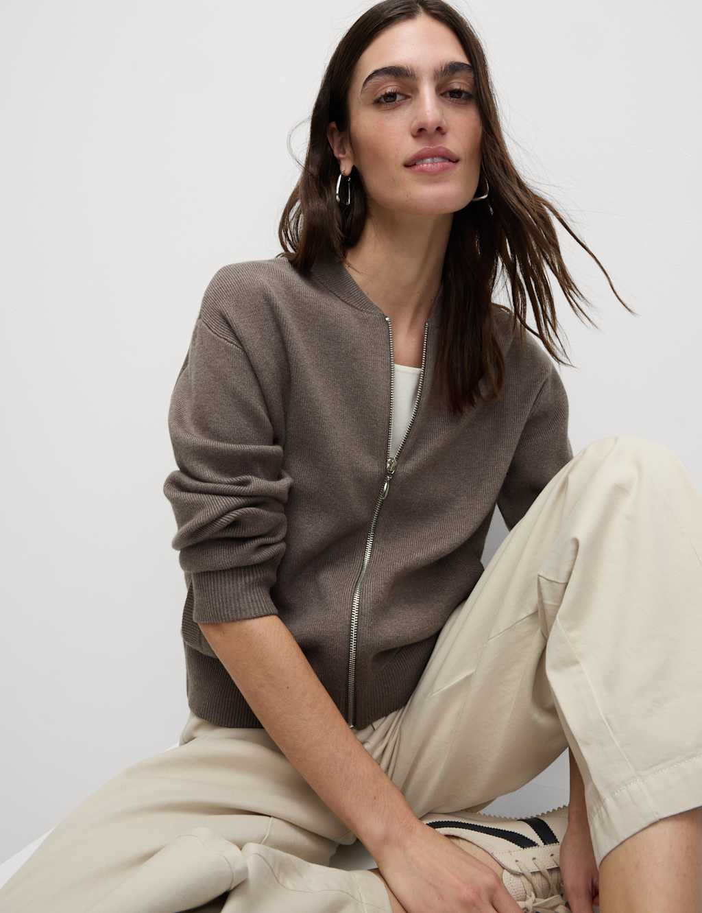 Textured Relaxed Fit Bomber Cardigan 6 of 8