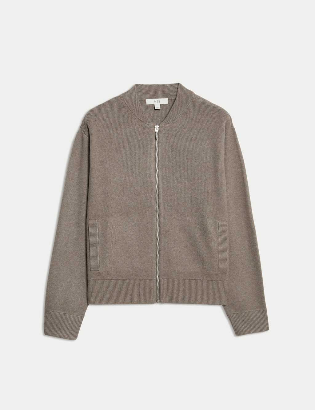 Textured Relaxed Fit Bomber Cardigan 2 of 8