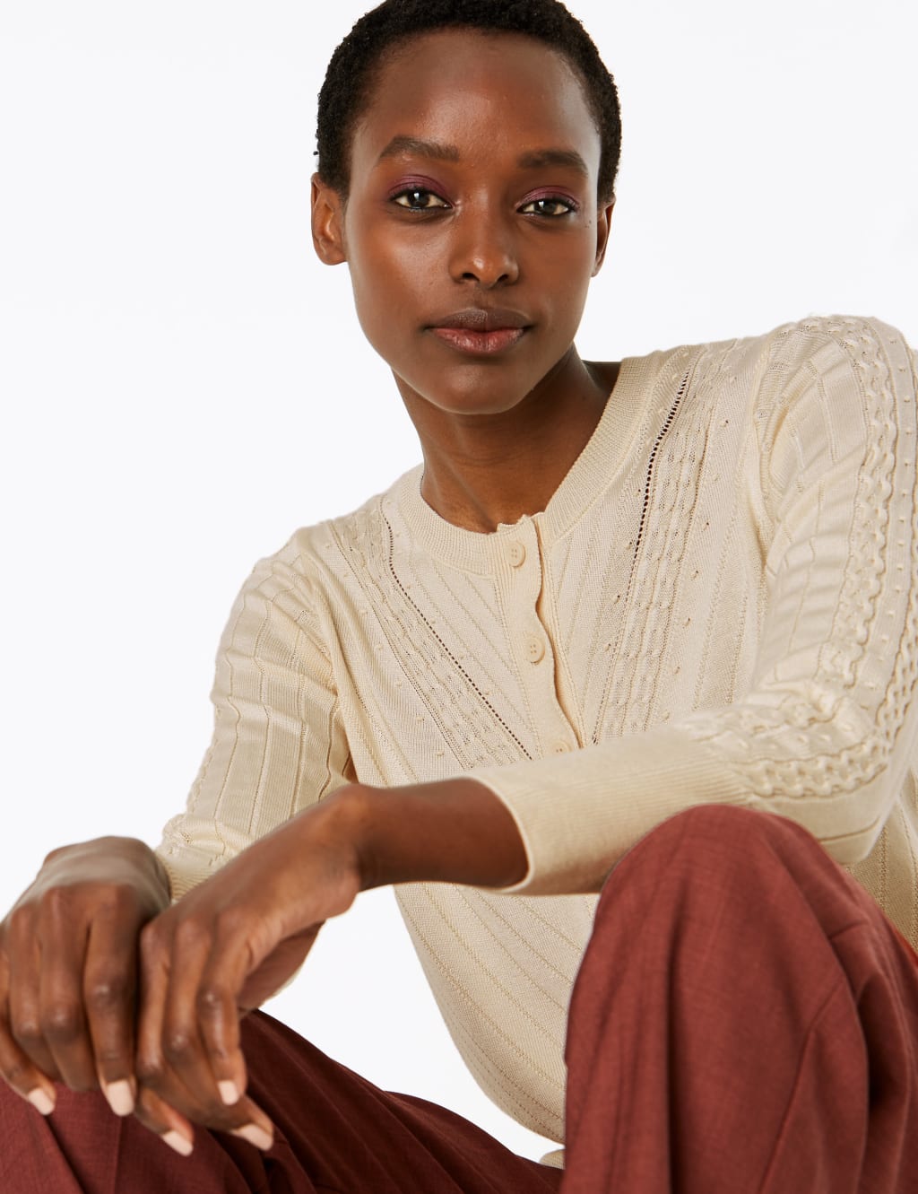 Textured Stitch Button Front Cardigan 3 of 4