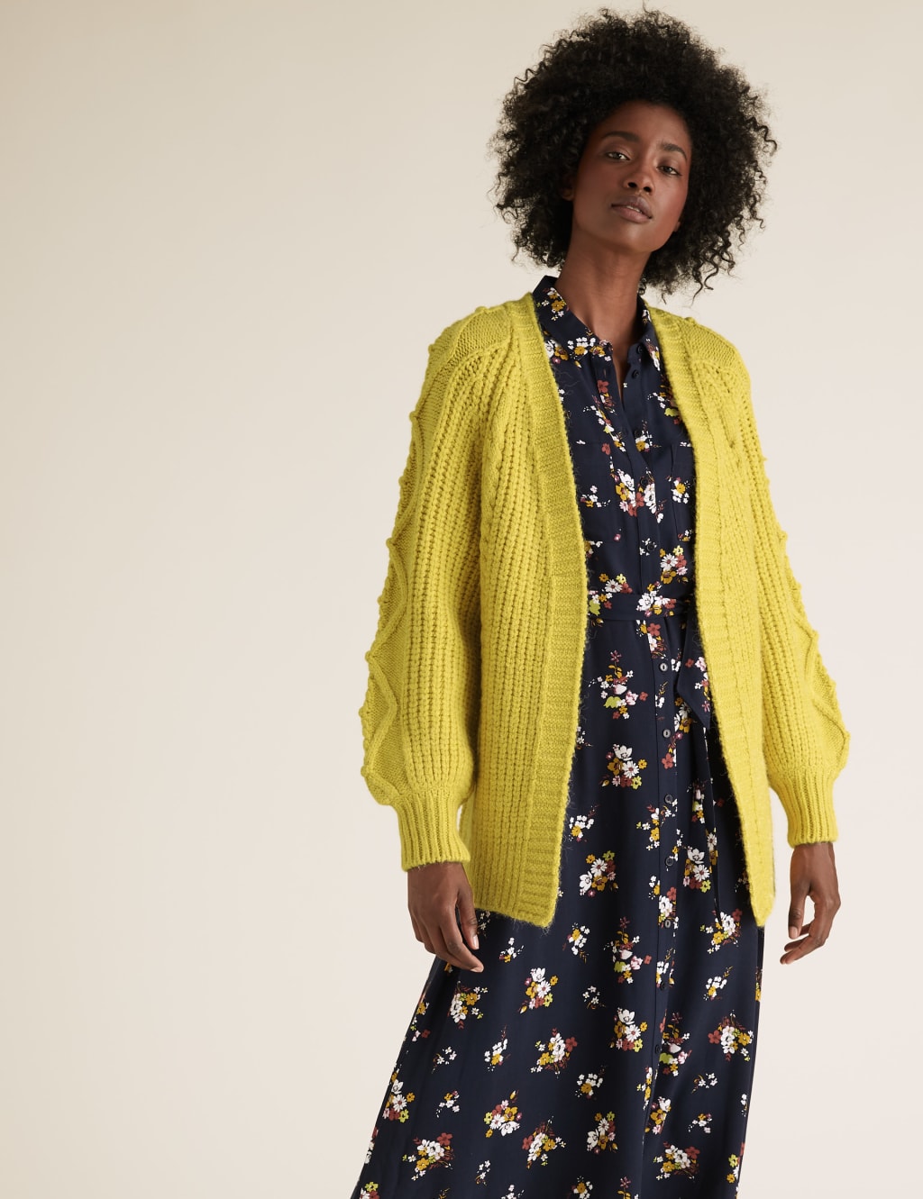 Cable Knit Relaxed Longline Cardigan M S Collection M S