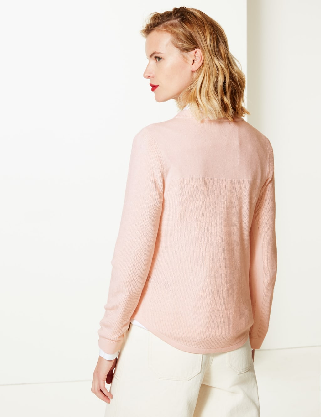 Cashmilon Textured Round Neck Jumper M S Collection M S