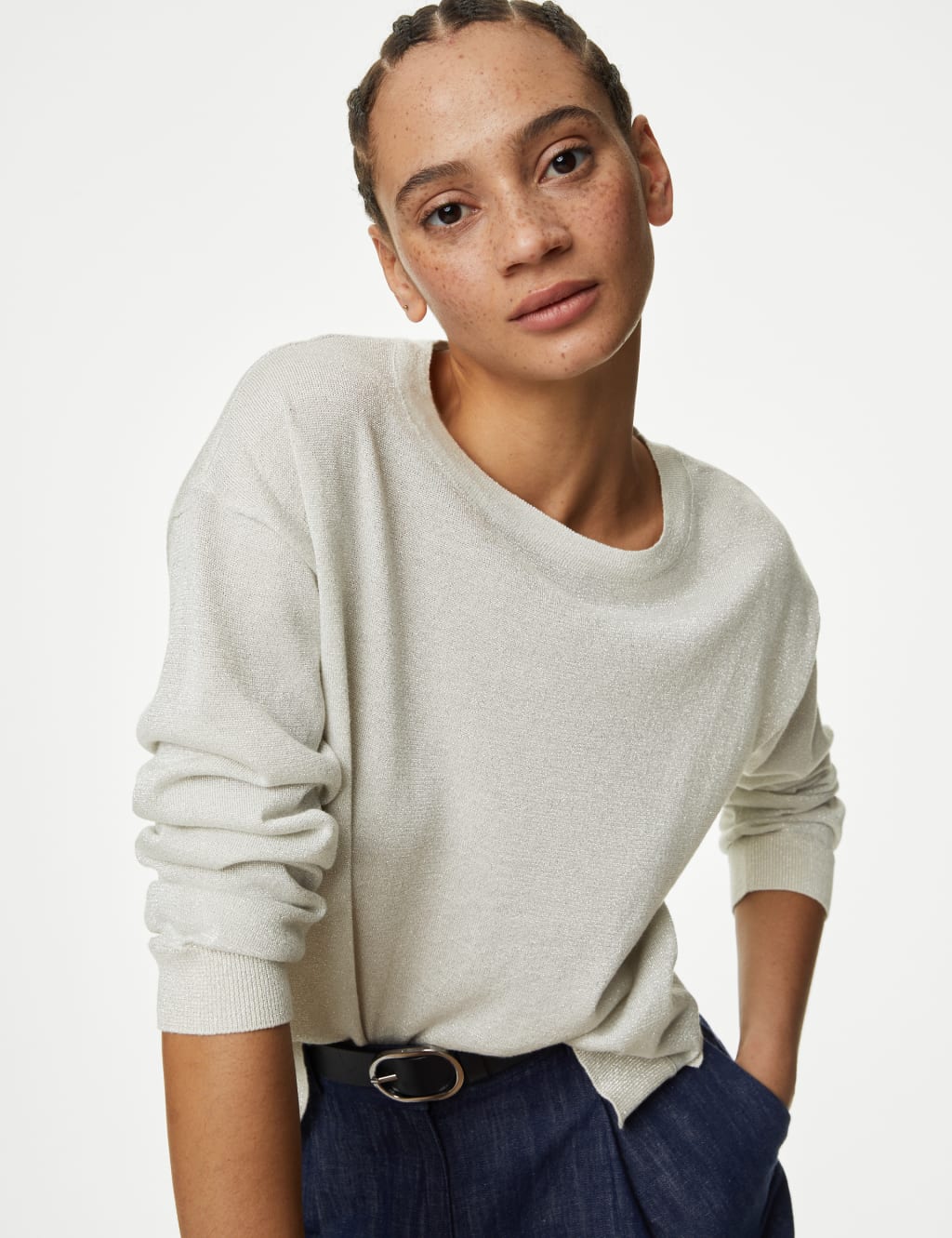 Sparkly Crew Neck Jumper M S Collection M S