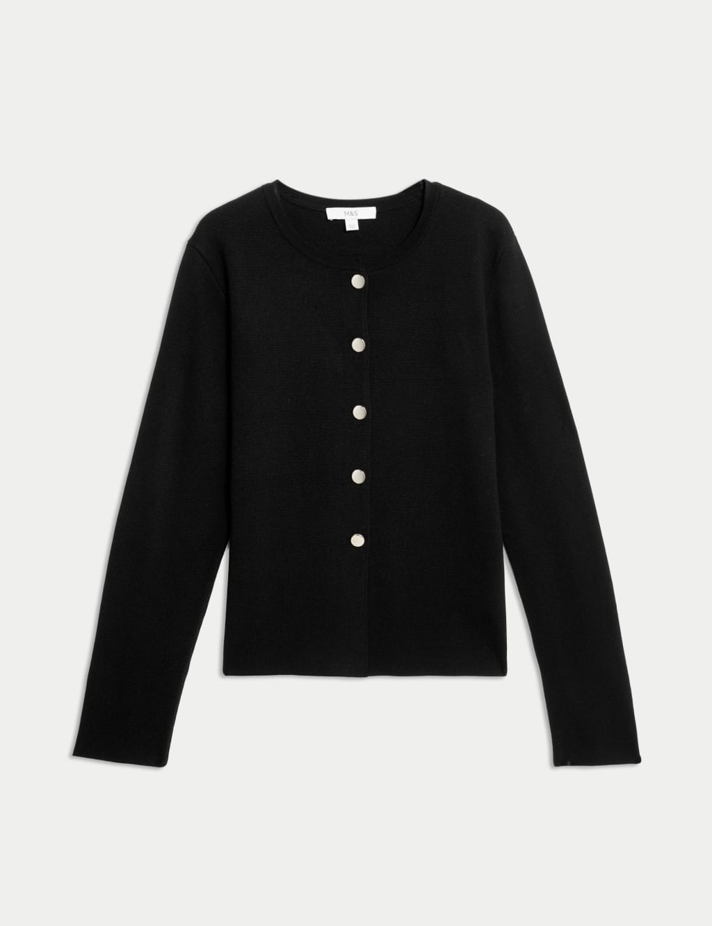 Textured Crew Neck Button Front Cardigan M S Collection M S