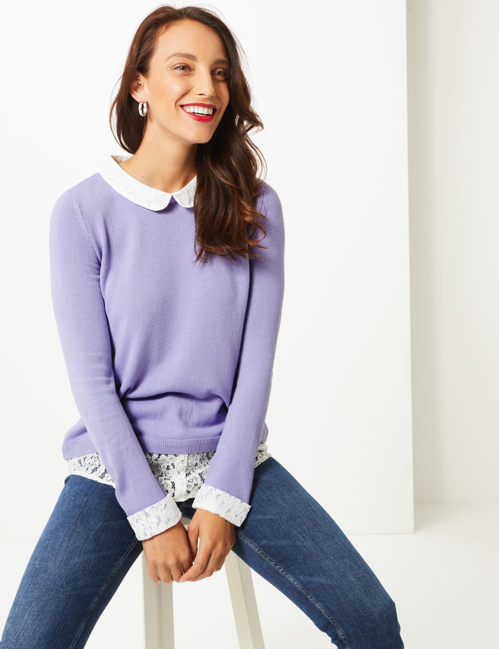 Sweater with attached collar on sale