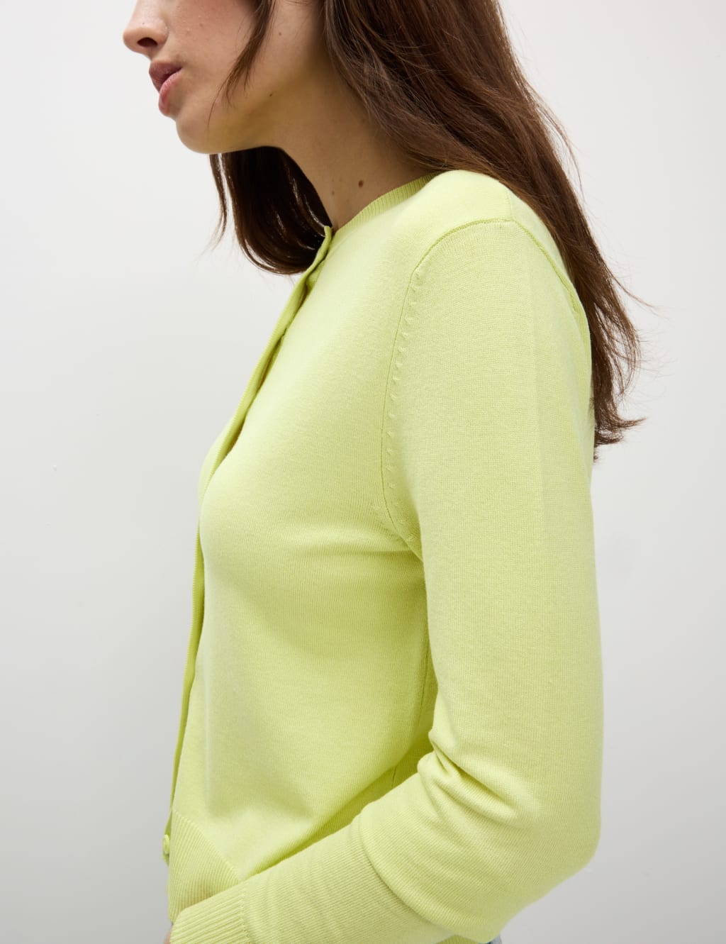 Crew Neck Button Front Cardigan 4 of 6