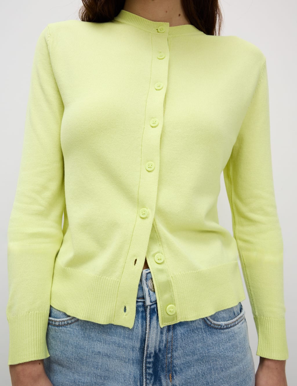 Crew Neck Button Front Cardigan 5 of 6