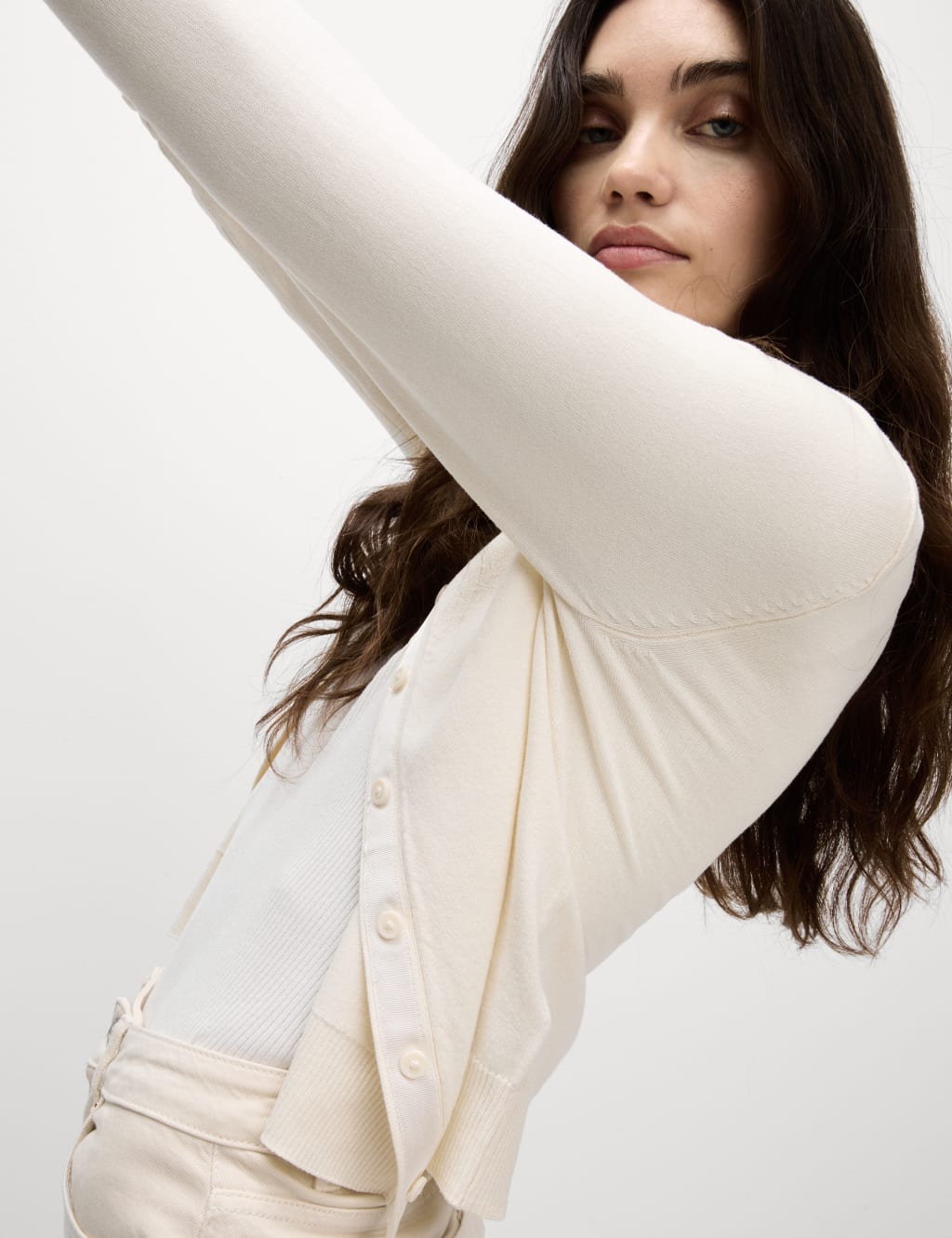 Crew Neck Button Front Cardigan 4 of 6
