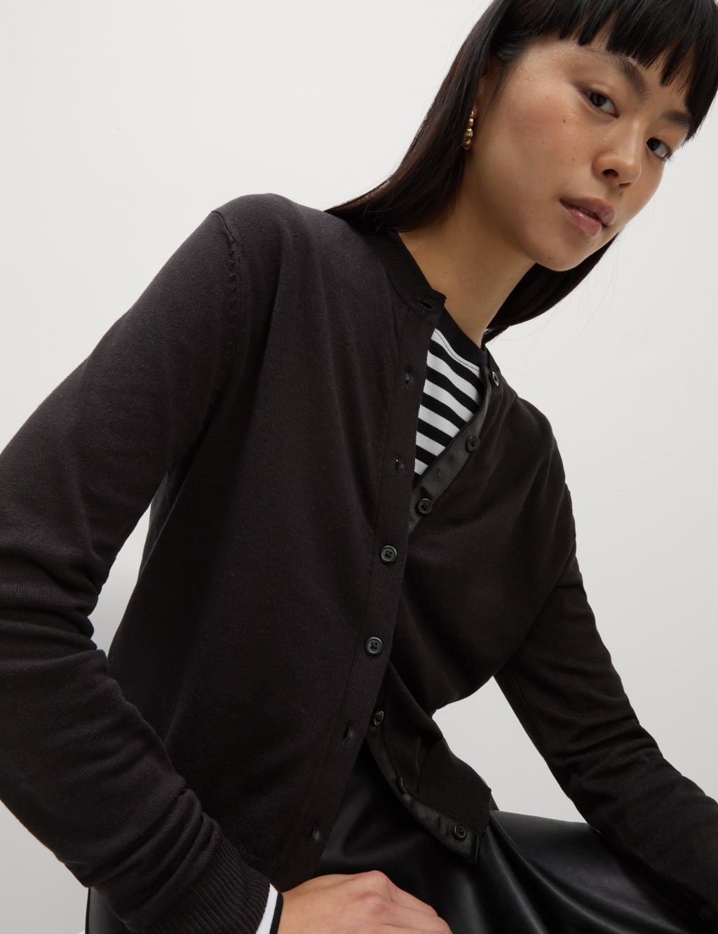 Crew Neck Button Front Cardigan 4 of 7