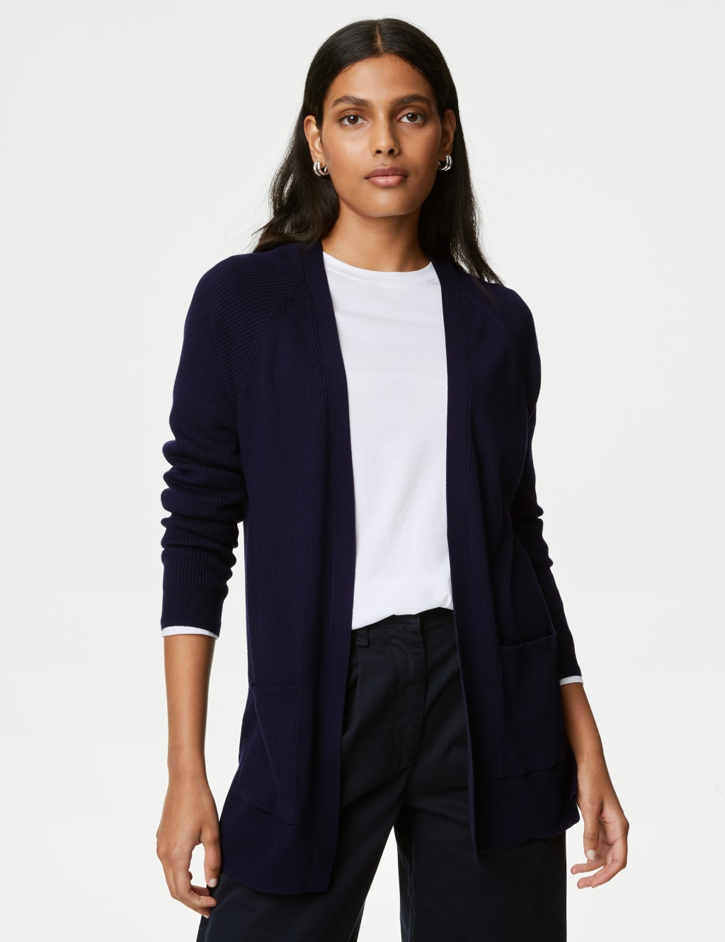 Ribbed Edge to Edge Longline Cardigan M S Collection M S