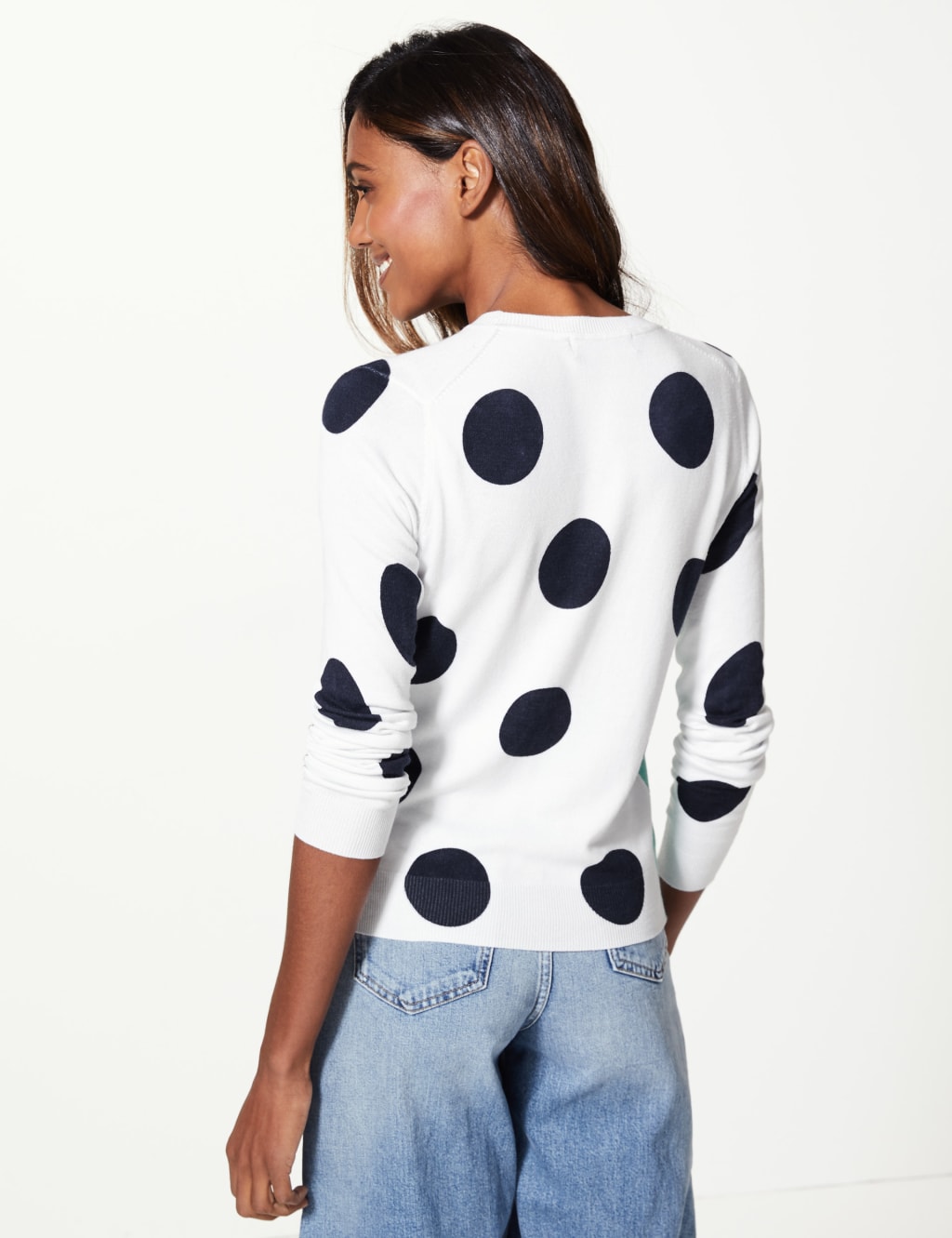 Polka Dot Round Neck Cardigan 4 of 4