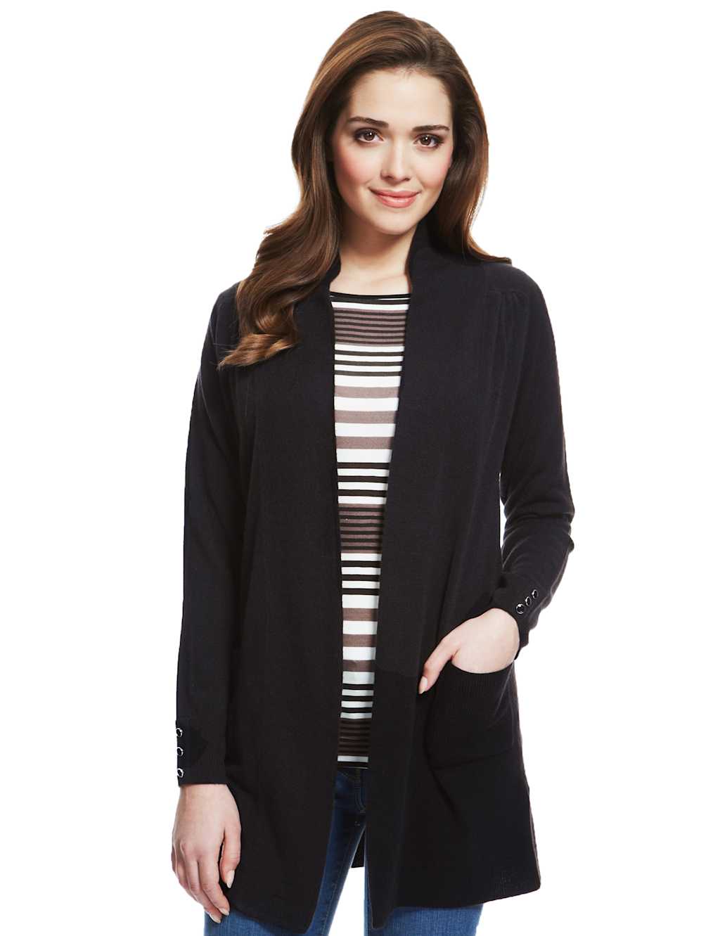 Cashmilon™ Open Front 2 Pockets Cardigan 1 of 9