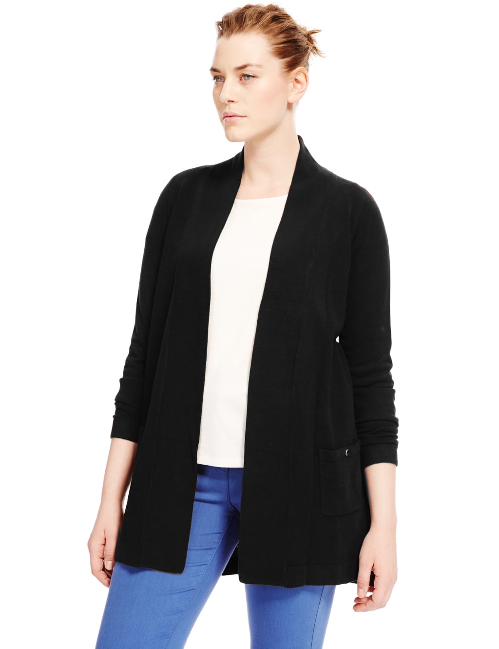 PLUS Cashmilon 2 Pockets Longline Cardigan M S Collection M S
