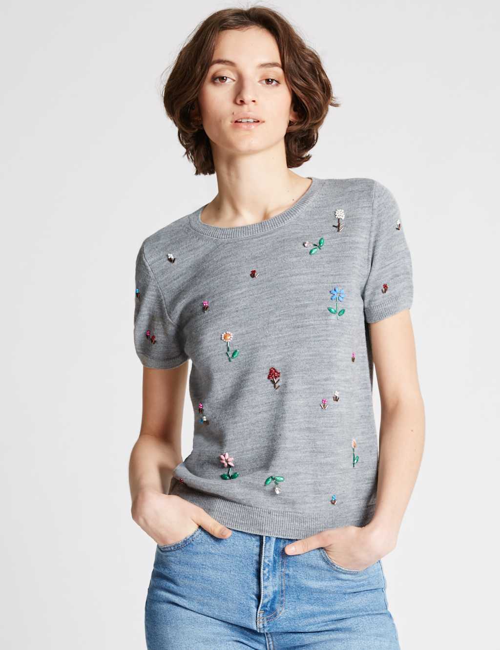 Embroidered Short Sleeve Jumper 1 of 4