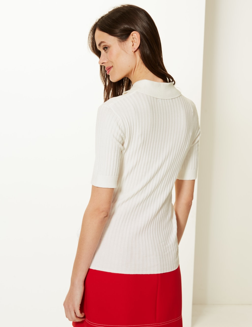Ribbed Short Sleeve Jumper M S Collection M S