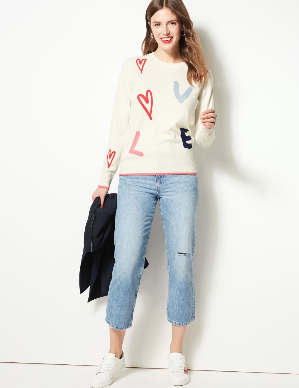 Cashmilon Textured Round Neck Jumper M S Collection M S