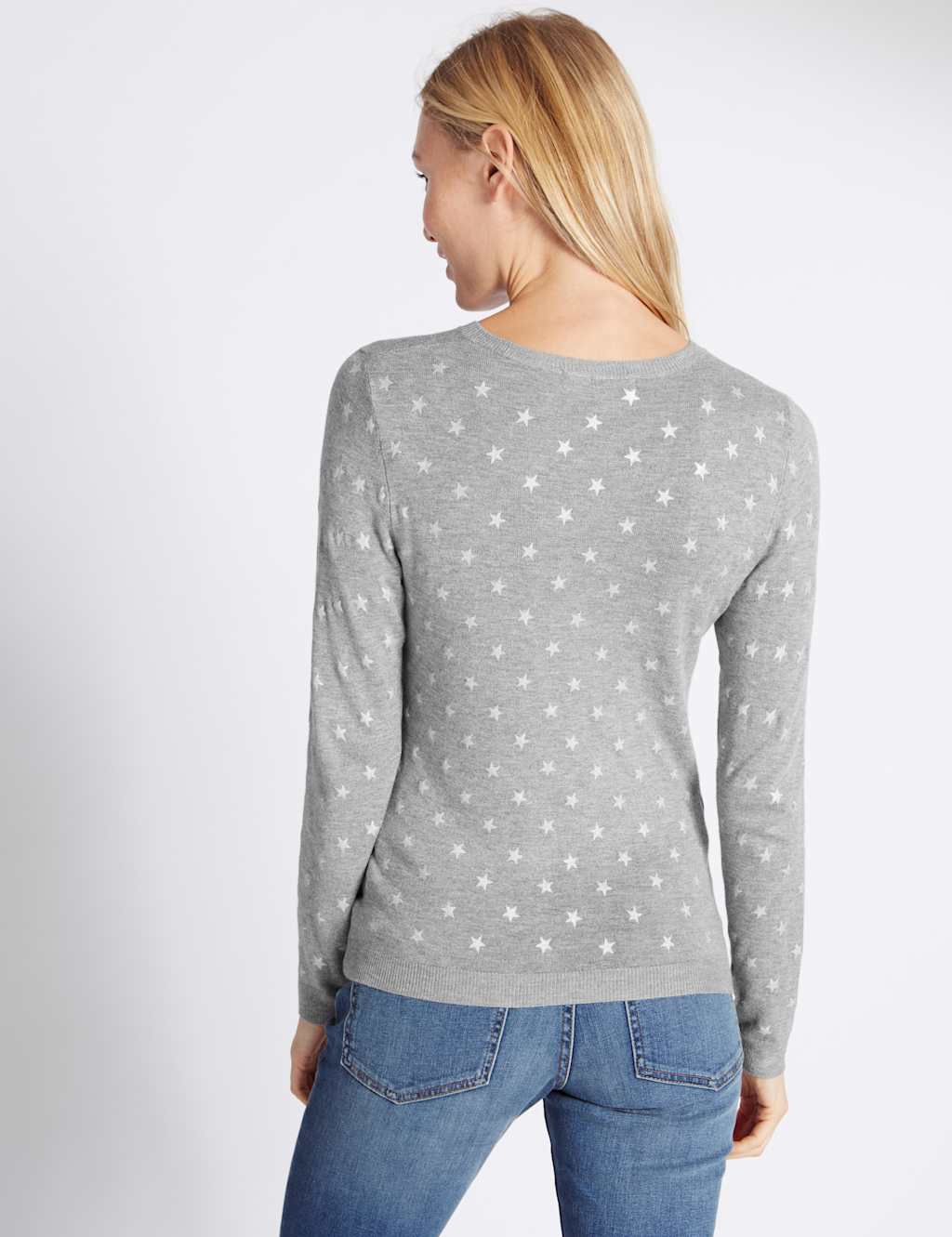Star Print Crew Neck Jumper 3 of 4