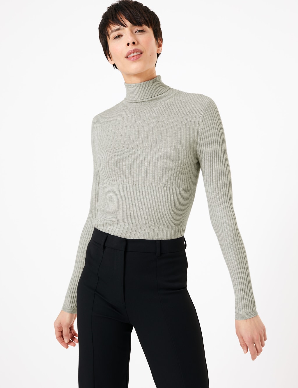 M&s ribbed polo neck jumper online