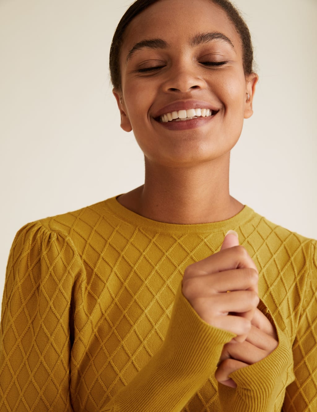 Diamond Stitch Textured Crew Neck Jumper 3 of 5