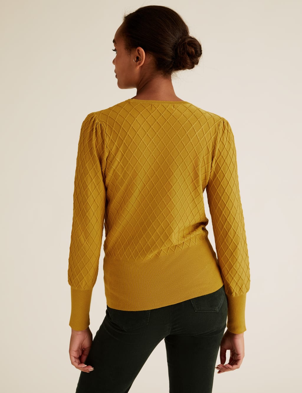 Diamond Stitch Textured Crew Neck Jumper 4 of 5