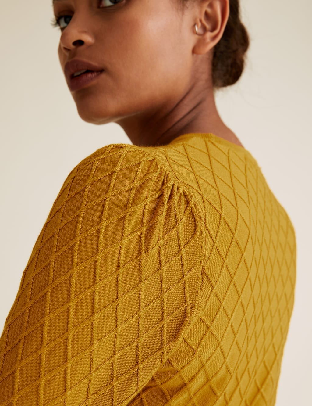 Diamond Stitch Textured Crew Neck Jumper 5 of 5