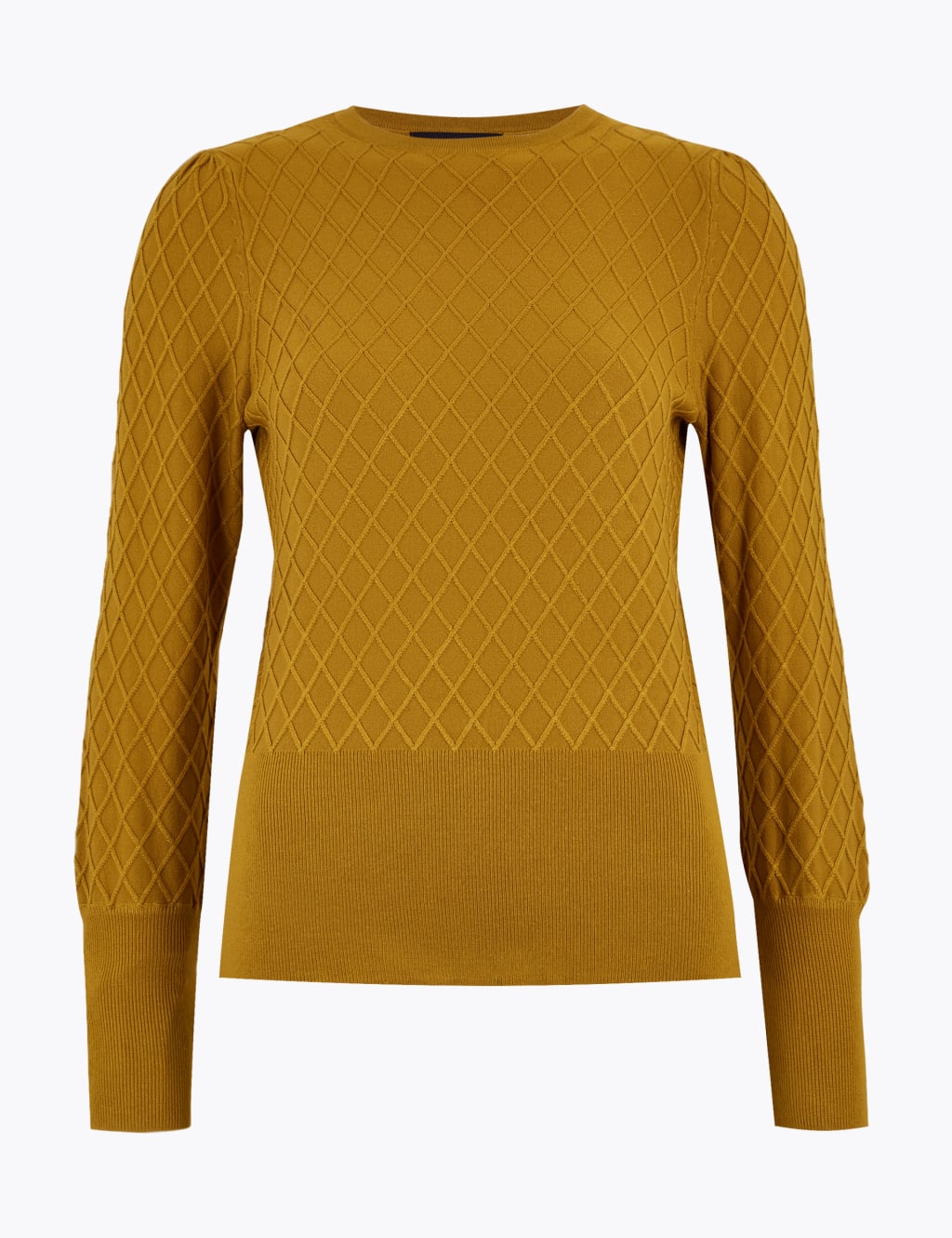 Diamond Stitch Textured Crew Neck Jumper 2 of 5