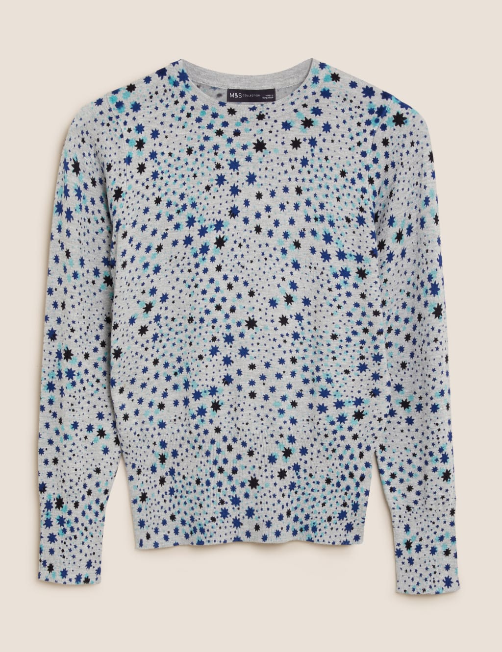 Star Print Crew Neck Jumper M S Collection M S