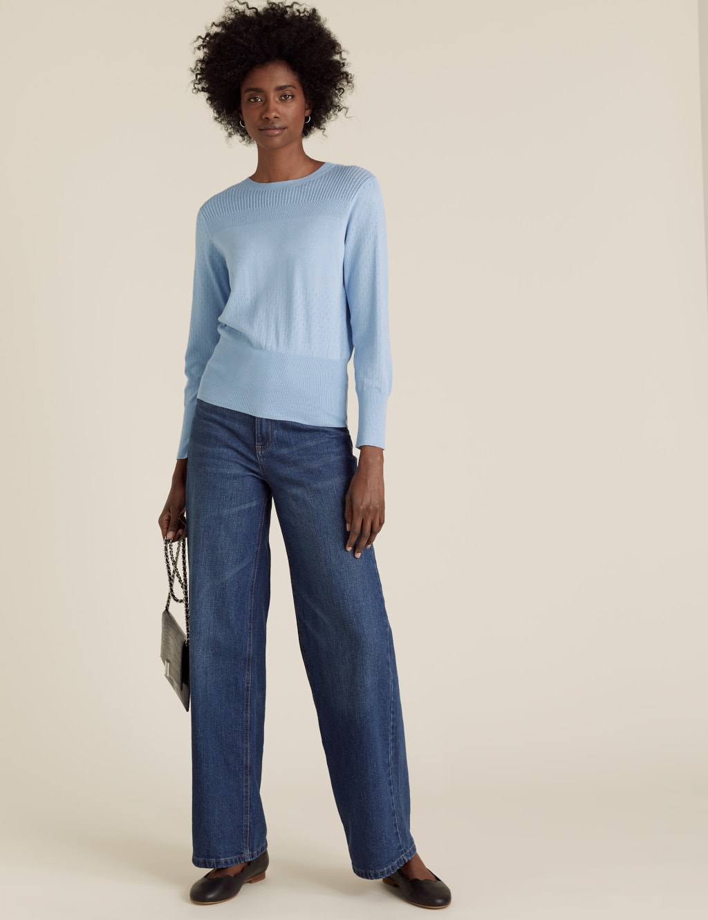 Textured Crew Neck Button Detail Jumper 3 of 4