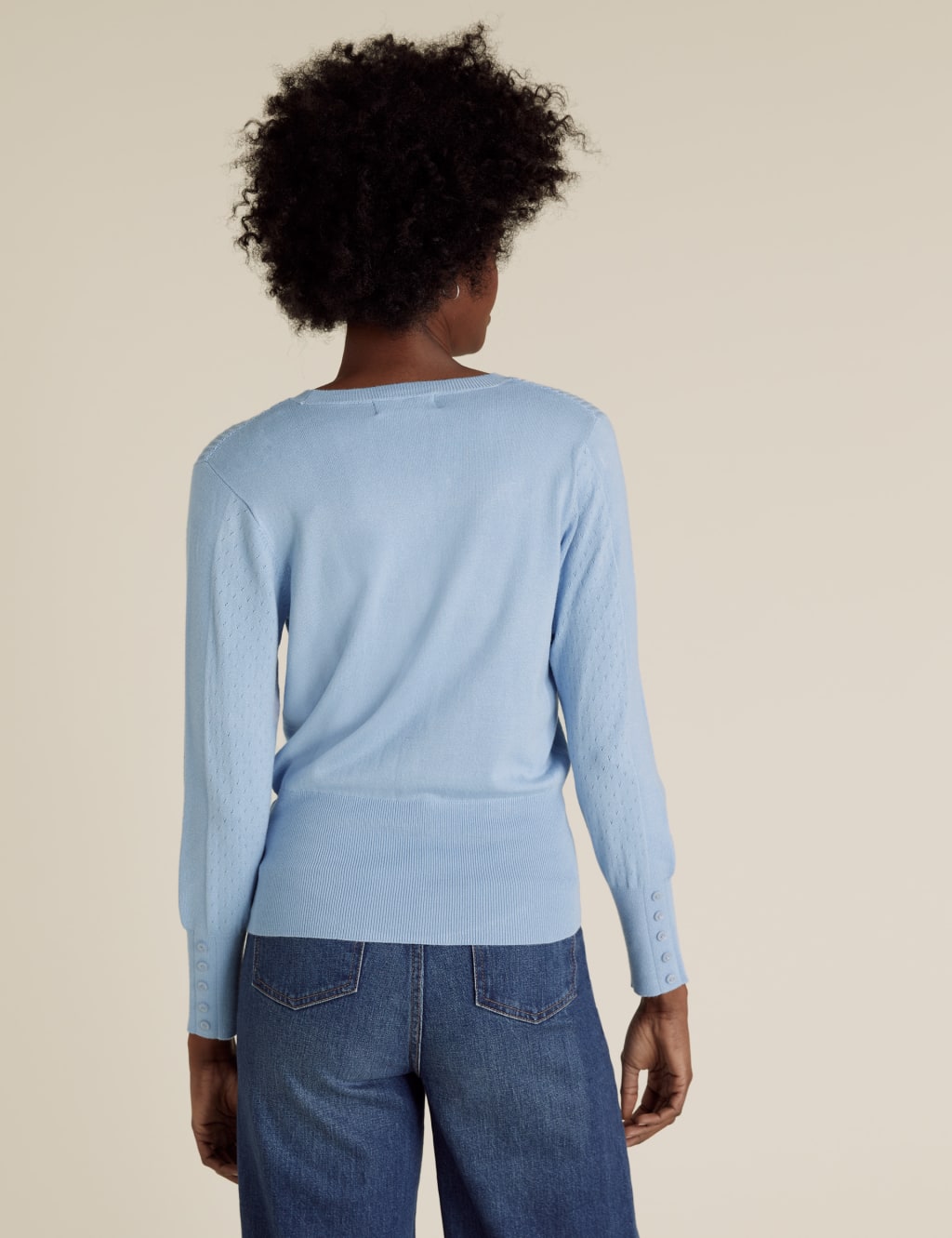 Textured Crew Neck Button Detail Jumper 4 of 4