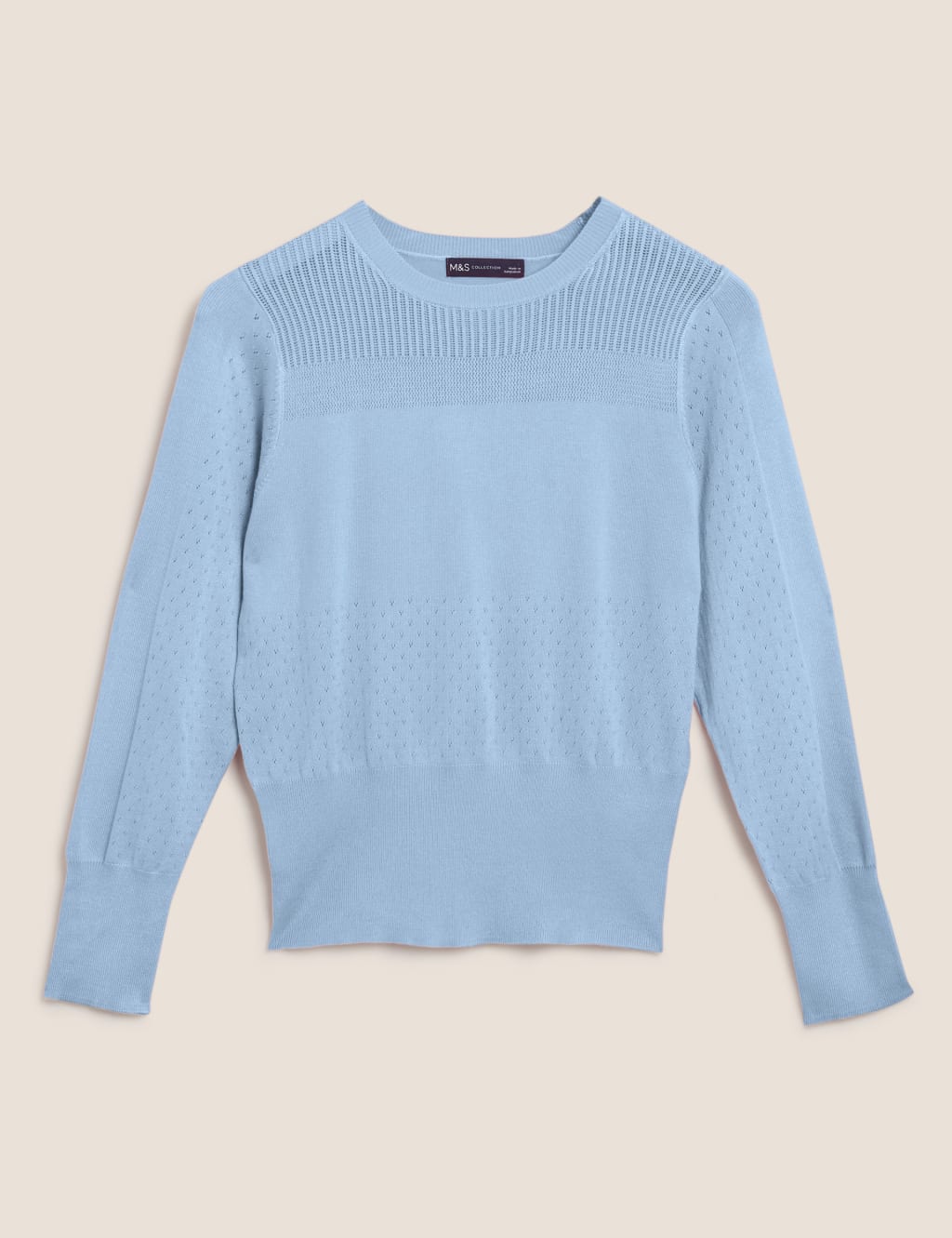 Textured Crew Neck Button Detail Jumper 2 of 4