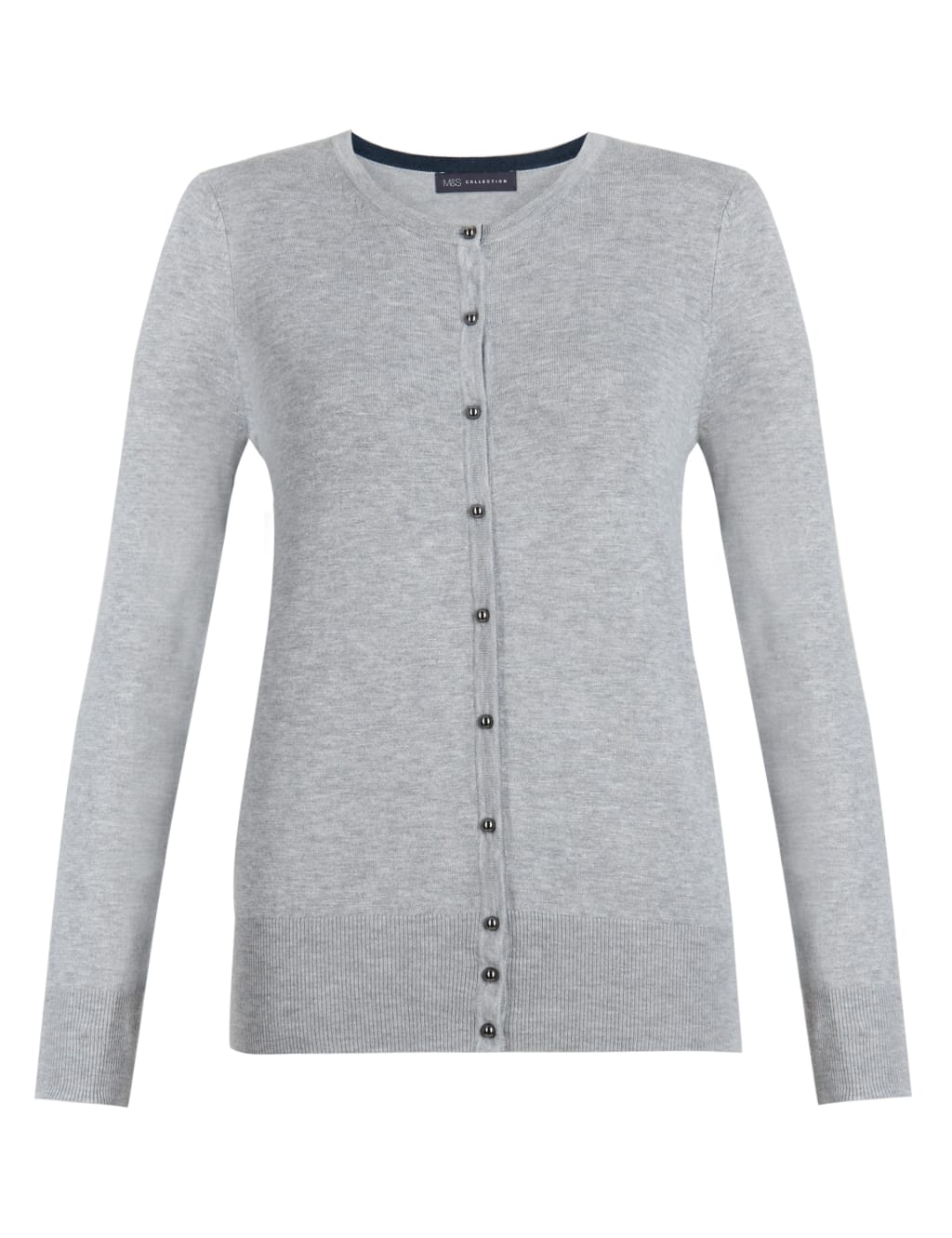 Button Through Ribbed Round Neck Cardigan M S Collection M S