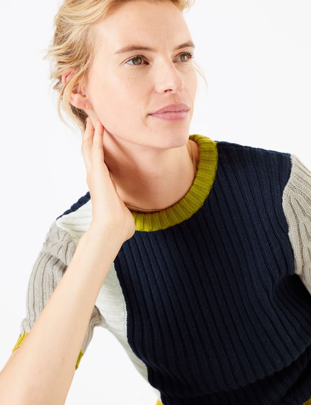 Cotton Rich Colour Block Knitted Top 3 of 4