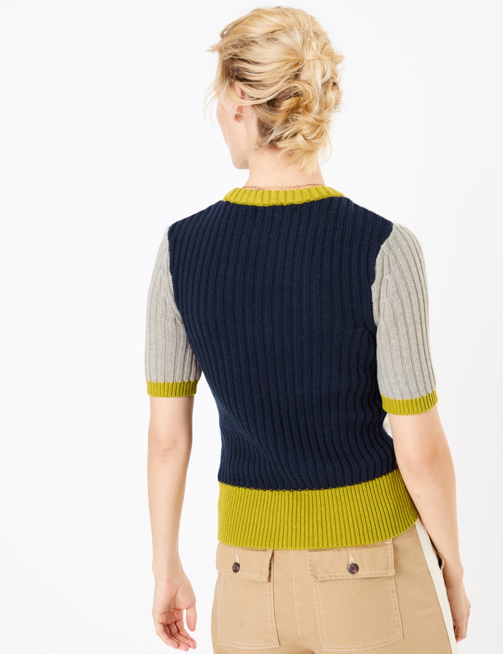 Cotton Rich Colour Block Knitted Top 4 of 4