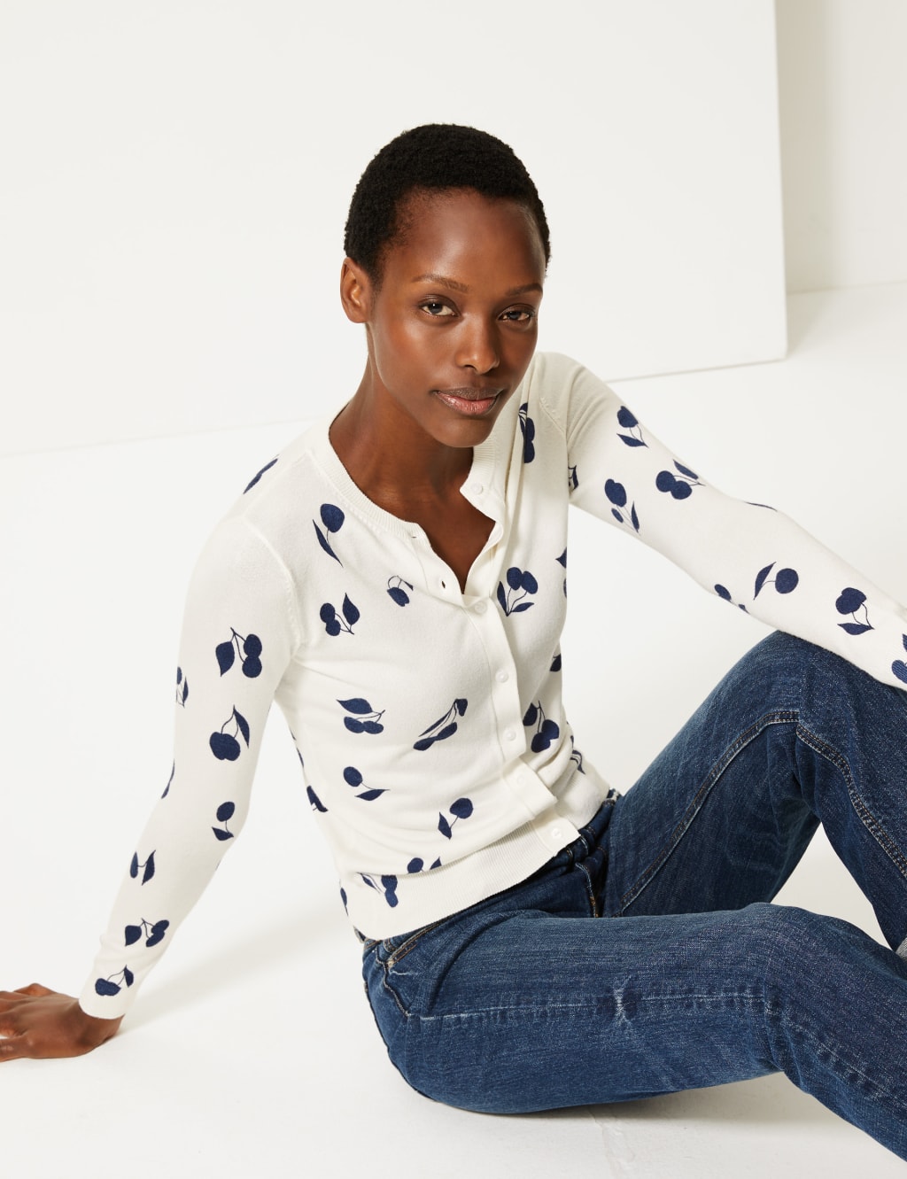 Printed Round Neck Cardigan 1 of 4