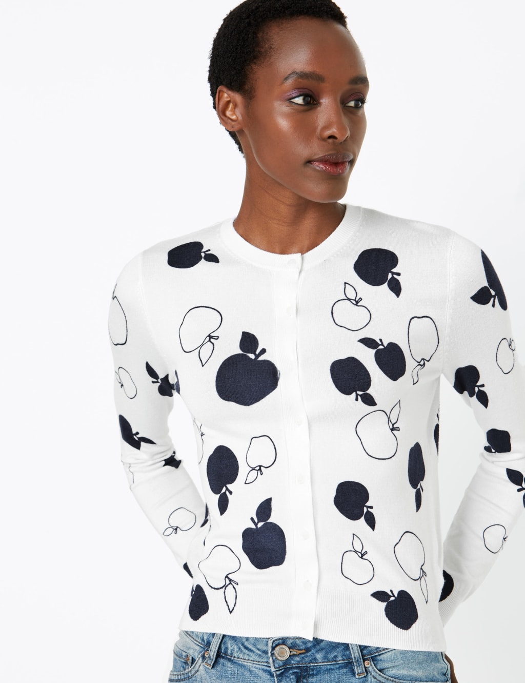 Apple Print Cardigan M S Collection M S