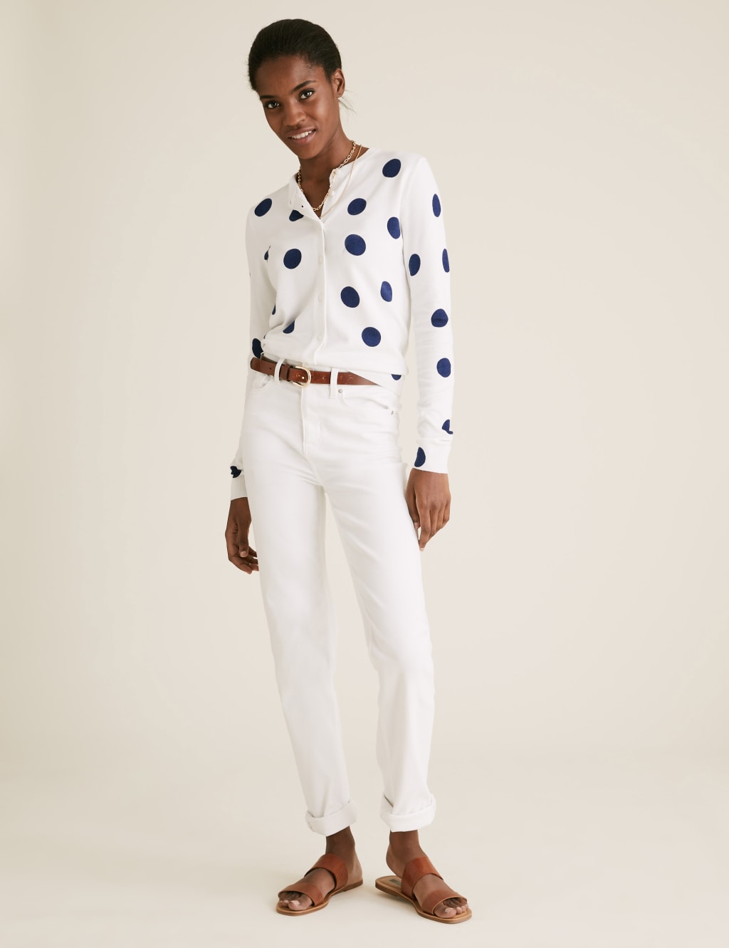 Polka Dot Crew Neck Cardigan 5 of 5