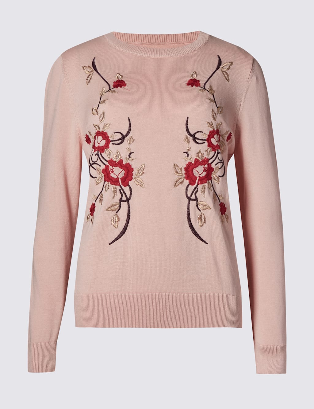 Pure Cotton Embroidered Crew Neck Jumper 2 of 4