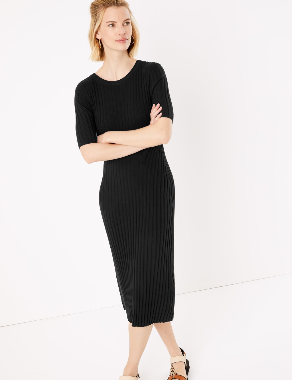 Ribbed Midi Fit & Flare Dress 4 of 5