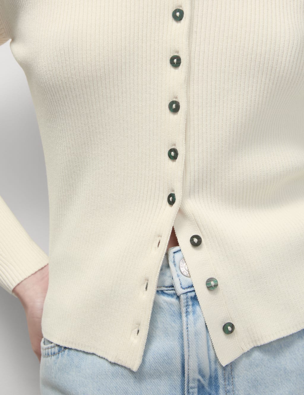 Ribbed Crew Neck Cardigan 4 of 7
