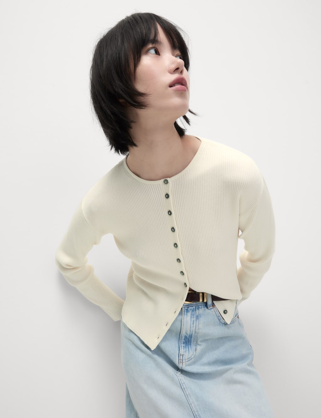 Ribbed Crew Neck Cardigan 5 of 7