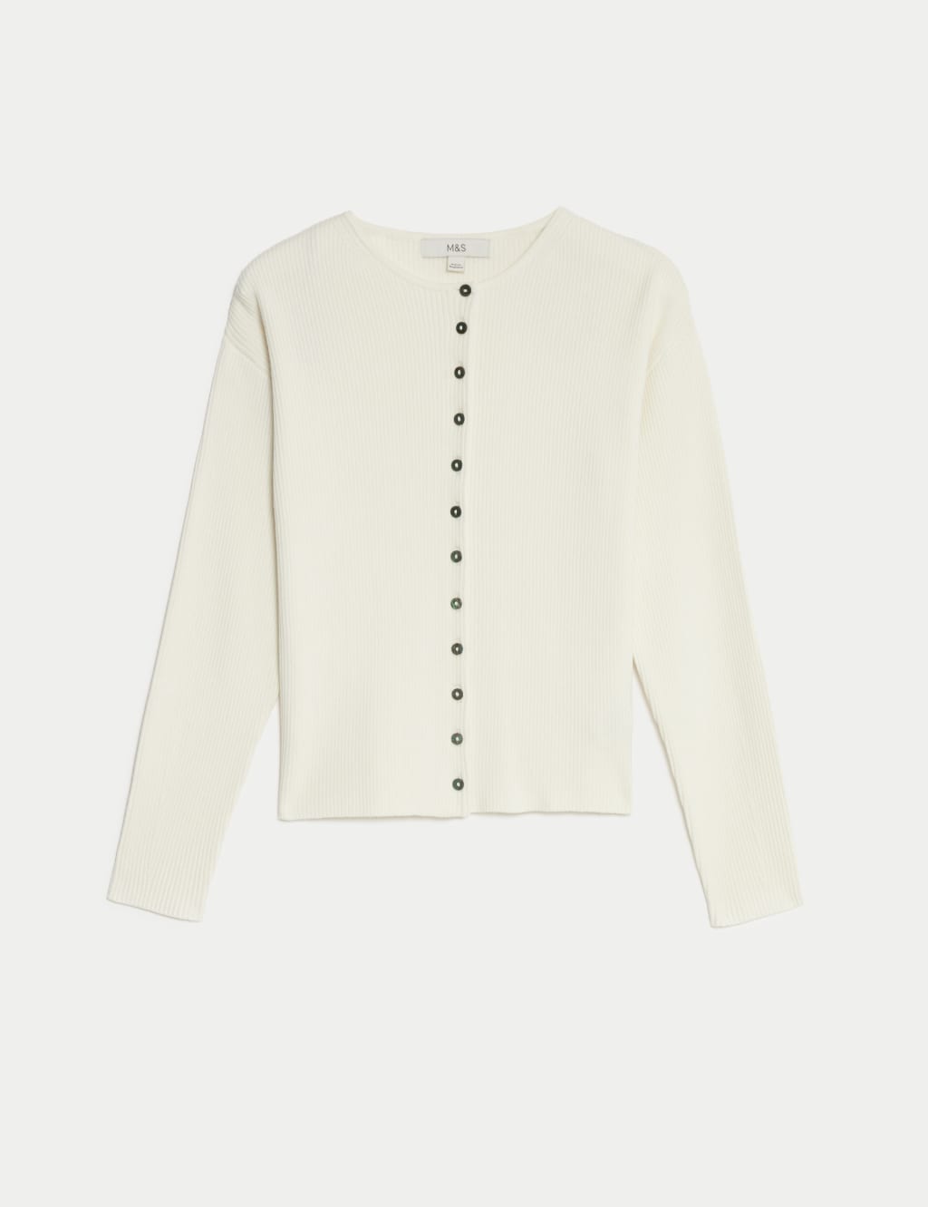 Ribbed Crew Neck Cardigan 2 of 7