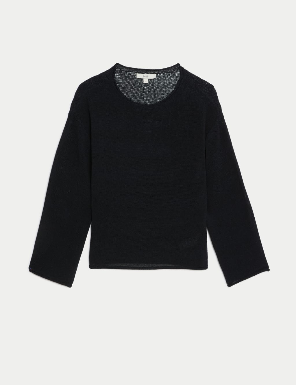 Cotton Blend Textured Crew Neck Jumper